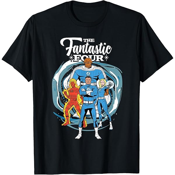 Amazon.com: Marvel Fantastic Four Group Shot Team Classic Logo T
